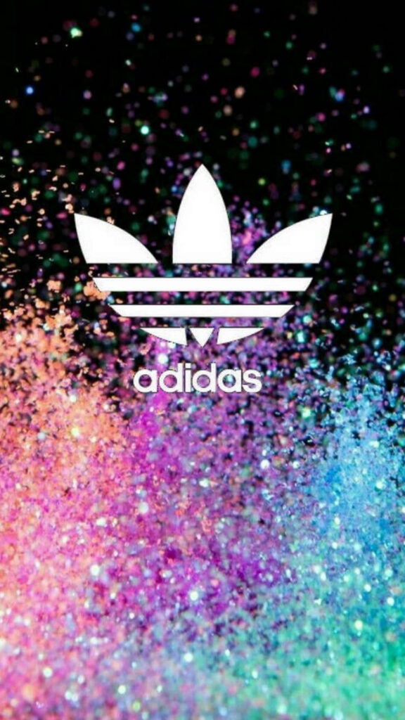 Adidas Trefoil logo with vibrant colorful powder bursts dynamic iPhone wallpaper background
