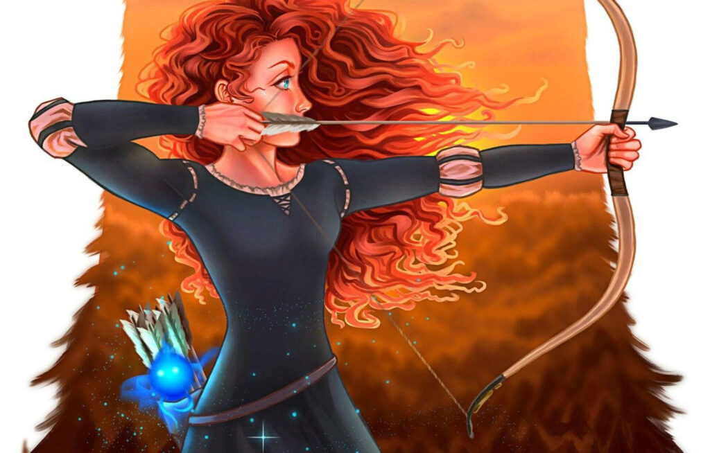 Enchanting Tribute: Captivating Illustration Depicting Merida, the Fearless Archer Princess from Disney's 'Brave' Wallpaper