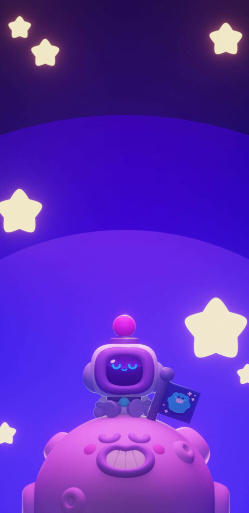 Whimsical 3D Astronaut Phone Wallpaper on Smiling Planet
