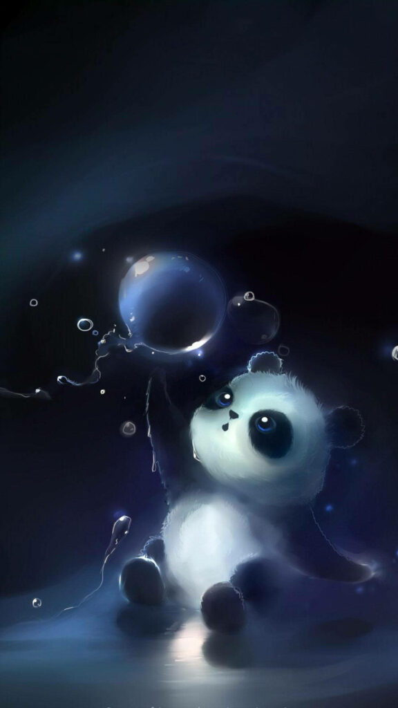Adorable Cartoon 3D Panda with Bubble Wallpaper for Phone Cases