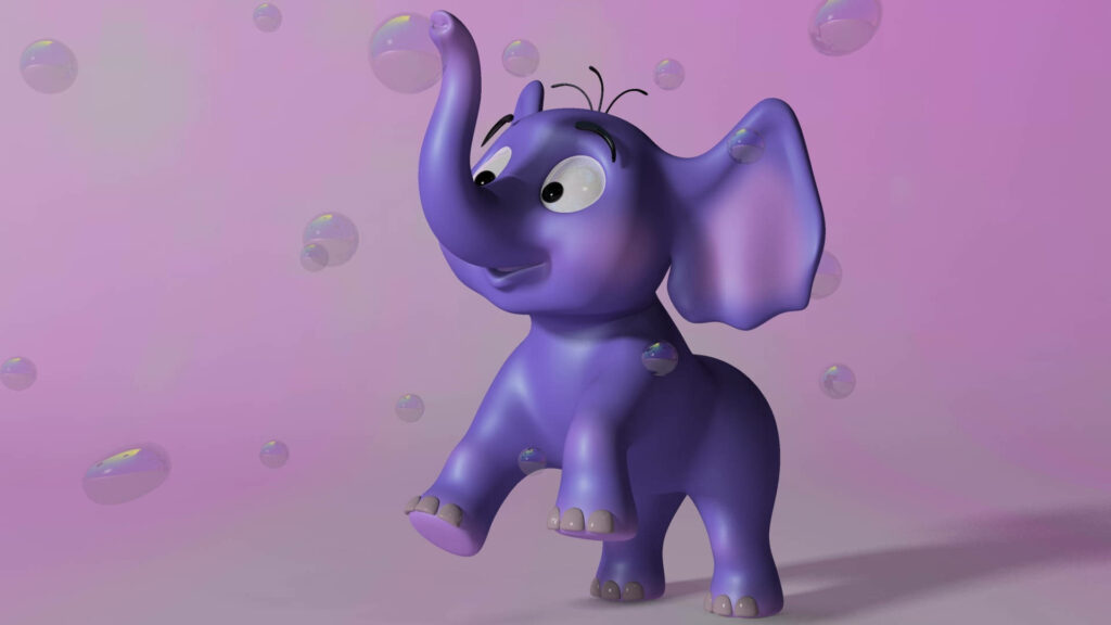 Adorable 3D Purple Elephant Wallpaper for Android - Light Pink Background