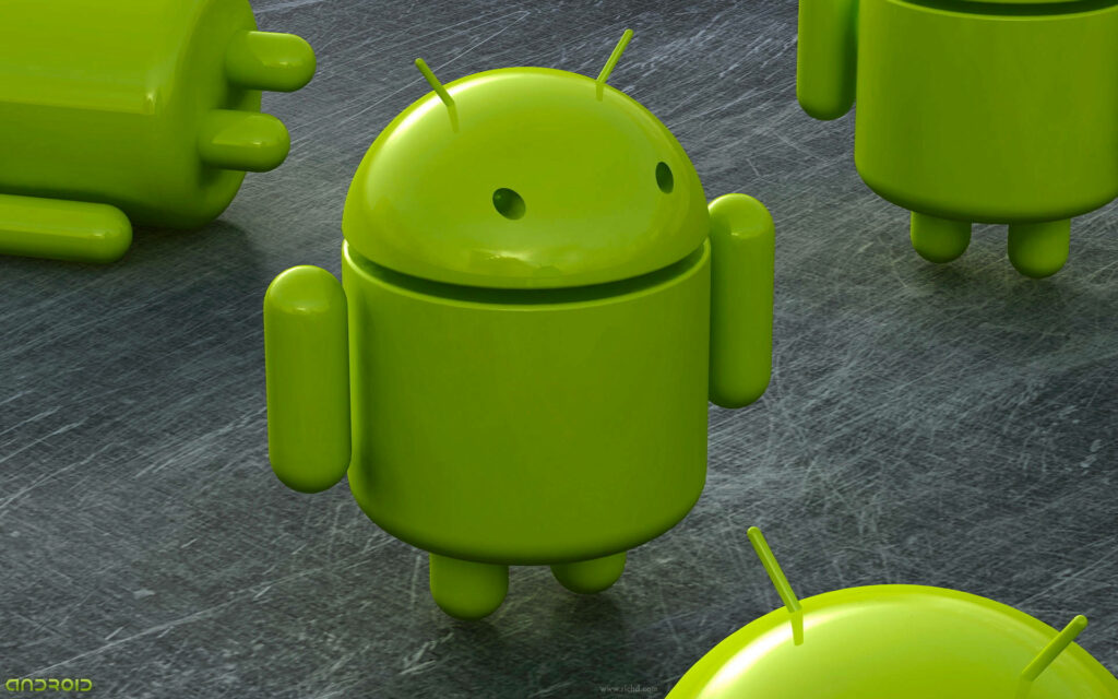 Friendly Androids Gathered Around Gray Table: A Playful Mishap! Wallpaper