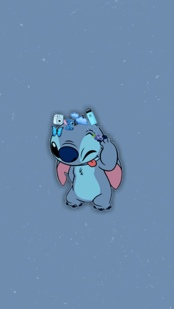 Adorable Animated Character Wallpaper in Cute Blue Aesthetic