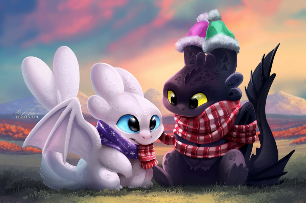 Adorable Animated Creatures Exploring a Magical Landscape Wallpaper