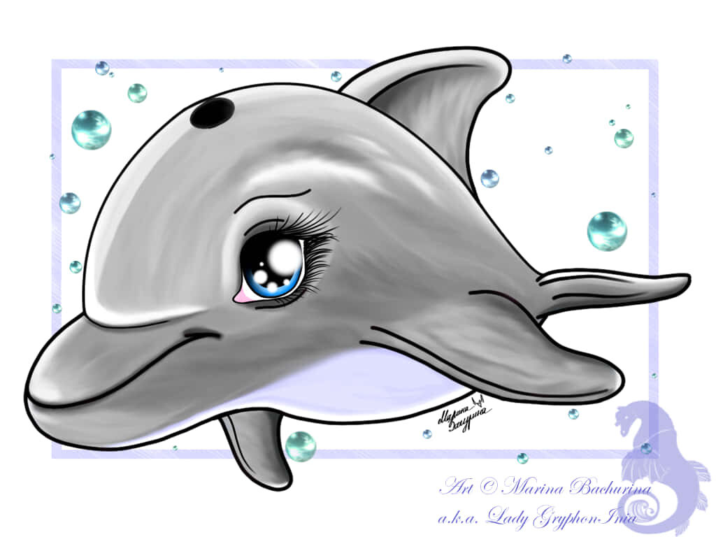 Charming Dolphin Wallpaper: Whimsical Animated Sea Life Design