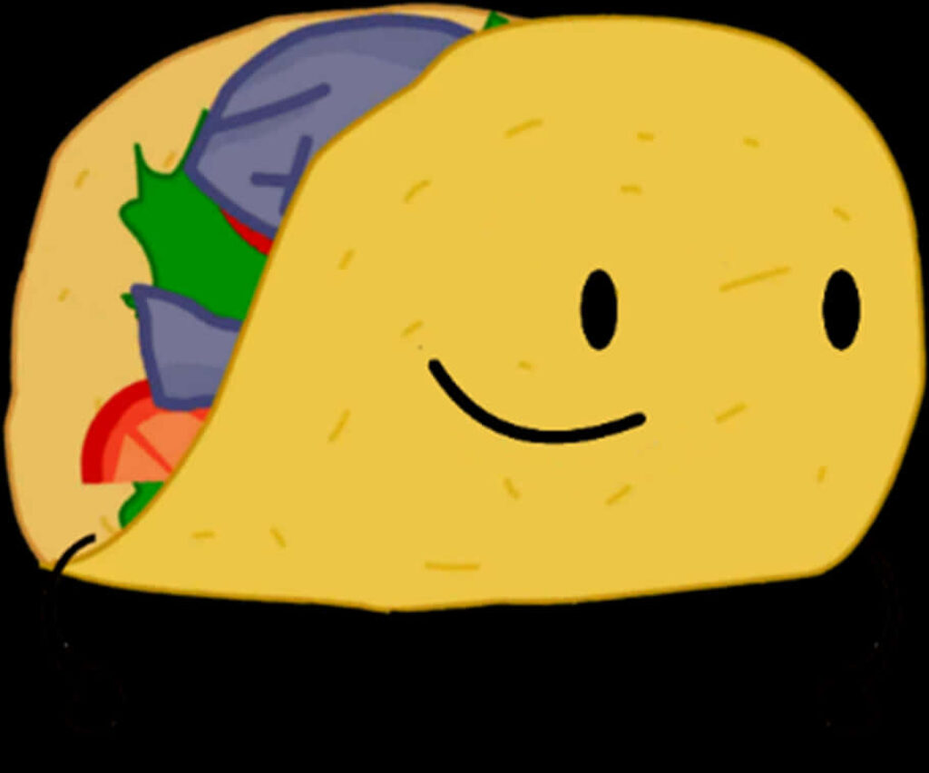 Adorable Animated Taco with Smiling Face - Vibrant Wallpaper Background