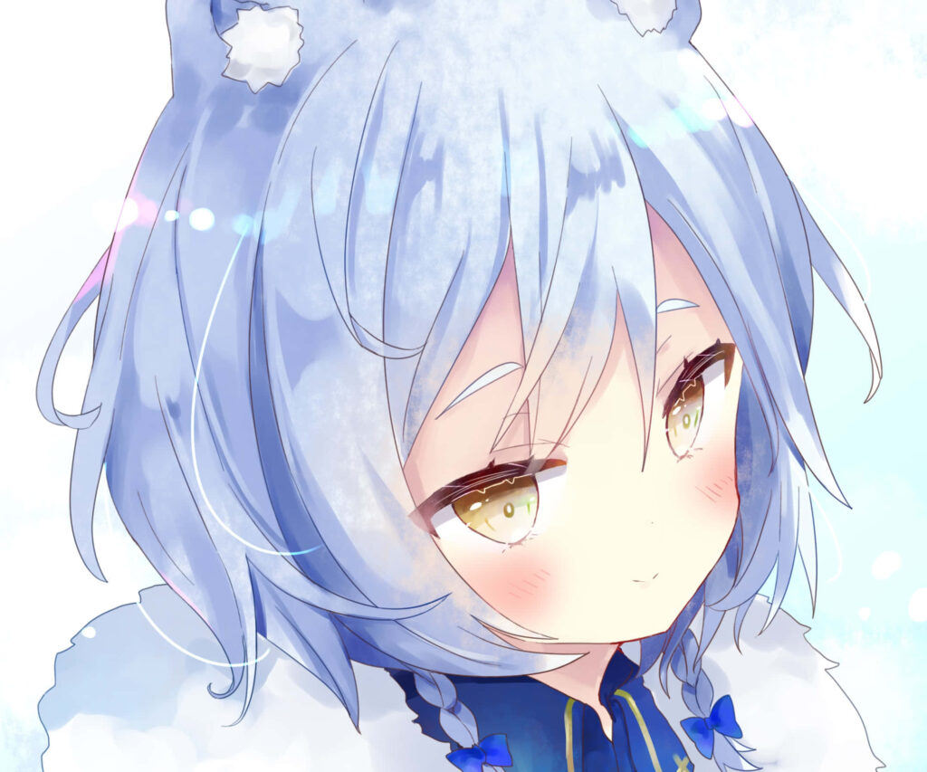 Charming Anime Girl Wallpaper: Short Blue Hair & Golden Eyes
