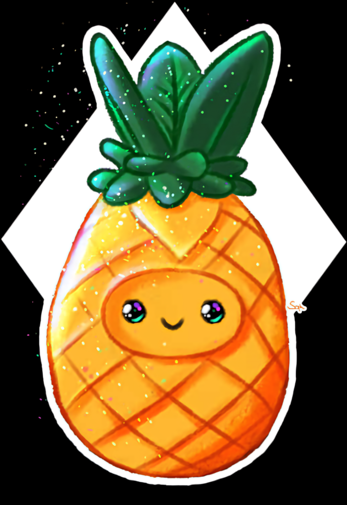 Charming Anthropomorphic Pineapple Wallpaper: Cute and Cheerful Design