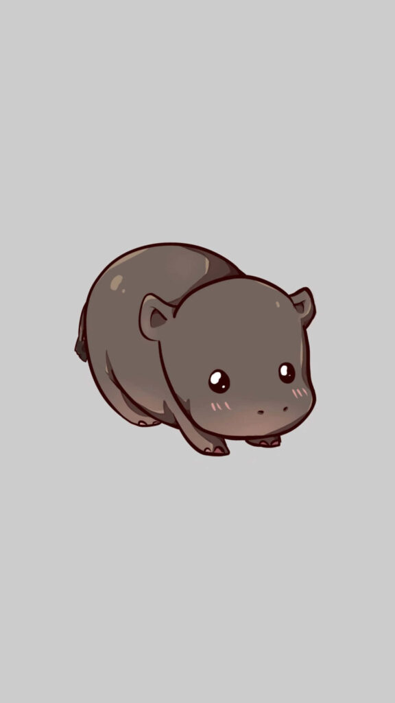 Charming Baby Hippo Wallpaper - Cute Design on Gray Background