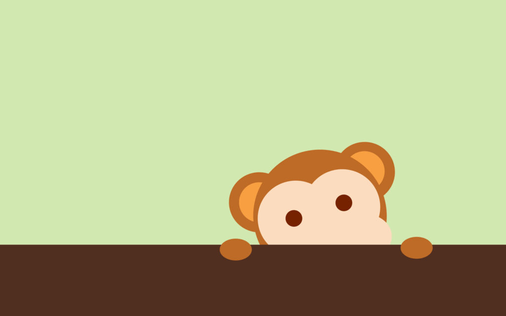 Adorable Baby Monkey Wallpaper on Soft Pastel Green Background