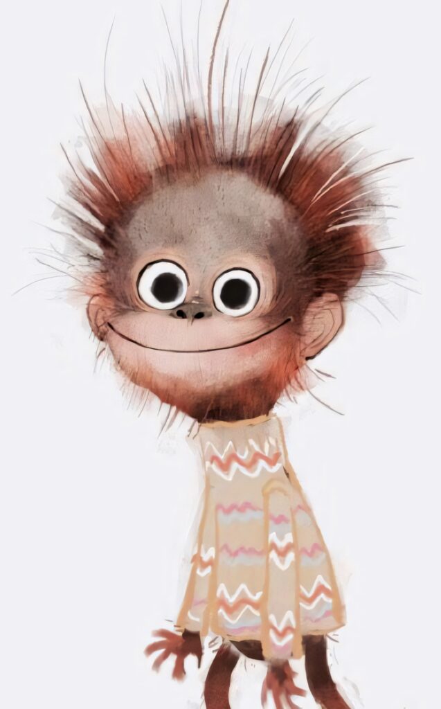 Adorable Baby Monkey Digital Art Wallpaper - Whimsical Charm!