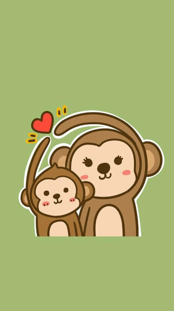 Adorable Baby Monkey & Parent Embrace - Heartwarming Wallpaper Design