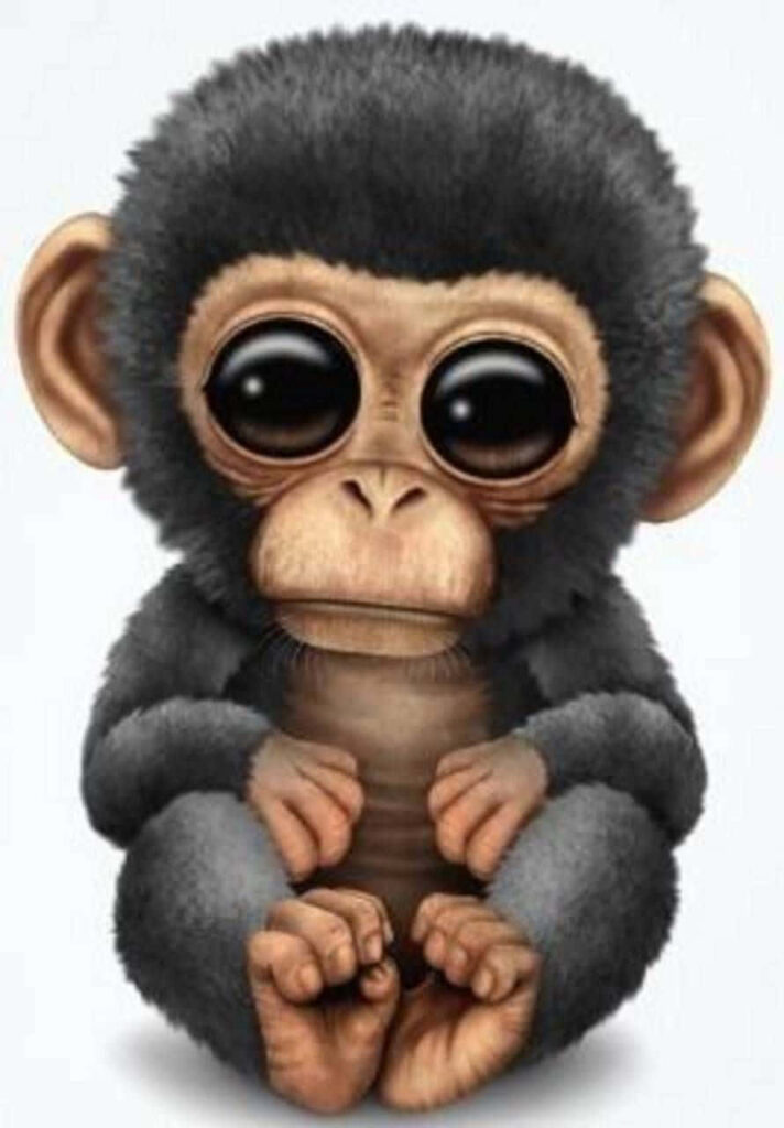 Adorable Baby Monkey with Expressive Eyes on Soft Light Background Wallpaper