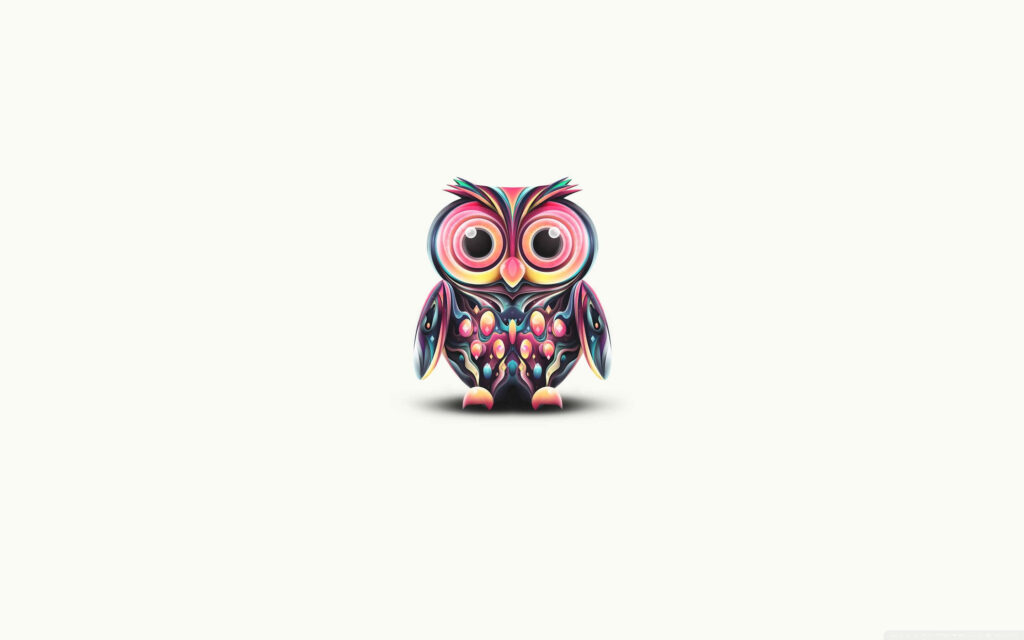 Adorable Baby Owl Wallpaper: Whimsical Art with Vibrant Colors