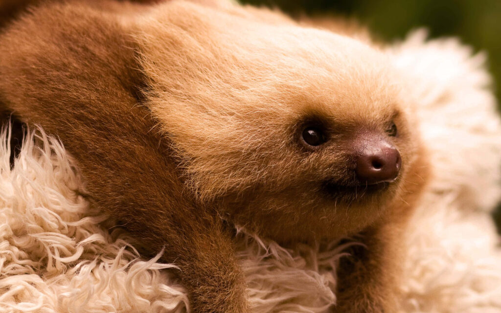 Adorable Baby Sloth in Serene Jungle - Cozy Nature Wallpaper