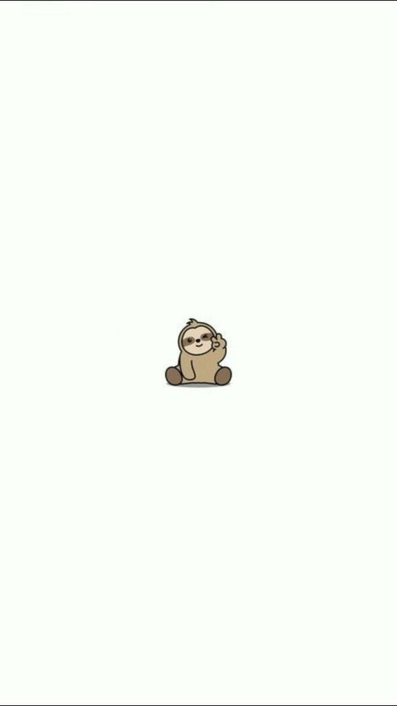 Adorable Baby Sloth Peace Sign Minimalist Wallpaper for Calming Background