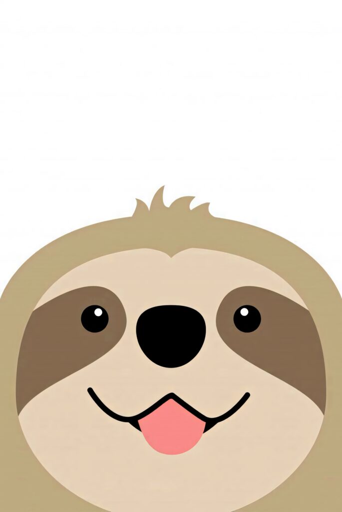 Cheerful Baby Sloth Wallpaper: Minimalist & Whimsical Design