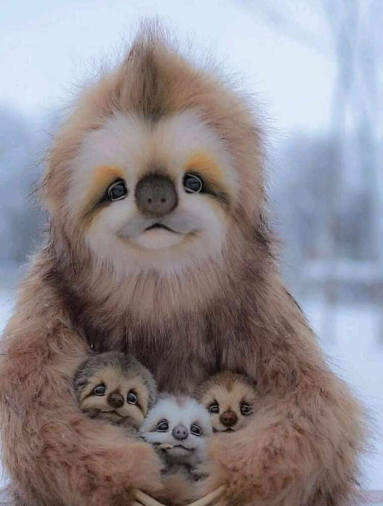 Charming Baby Sloths Embrace: Adorable Wallpaper Background