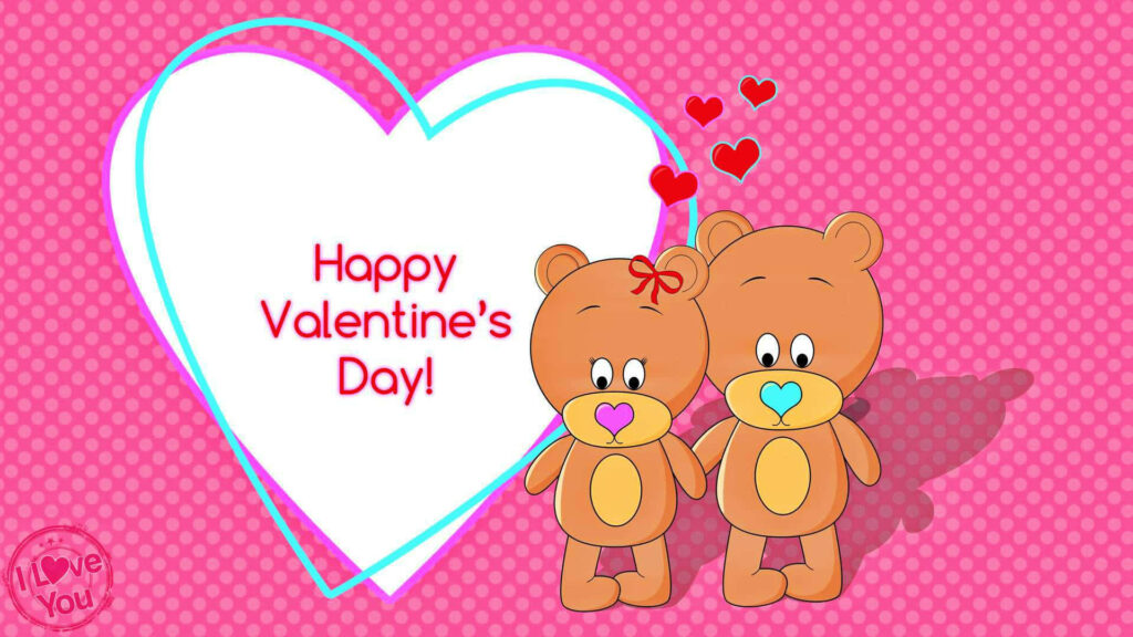 Bear-y in Love: Adorable Valentine's Day Wallpaper Featuring Brown Bear Lovers