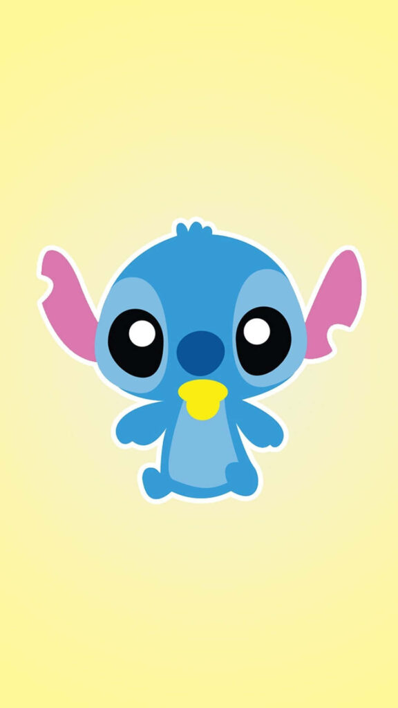 Adorable Cartoon Blue Alien Wallpaper on Soft Yellow Background