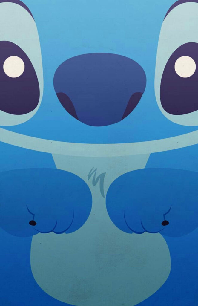 Adorable Blue Cartoon Character iPhone Wallpaper with Simple Background