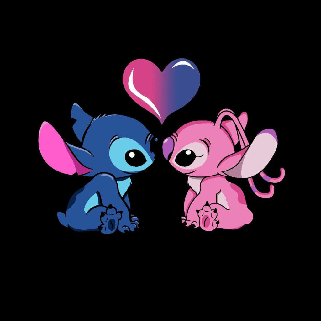 Adorable Blue & Pink Cartoon Characters Love Wallpaper