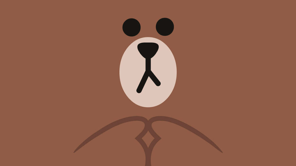 Minimalist Brown from LINE Friends vector wallpaper with stoic face on solid brown background