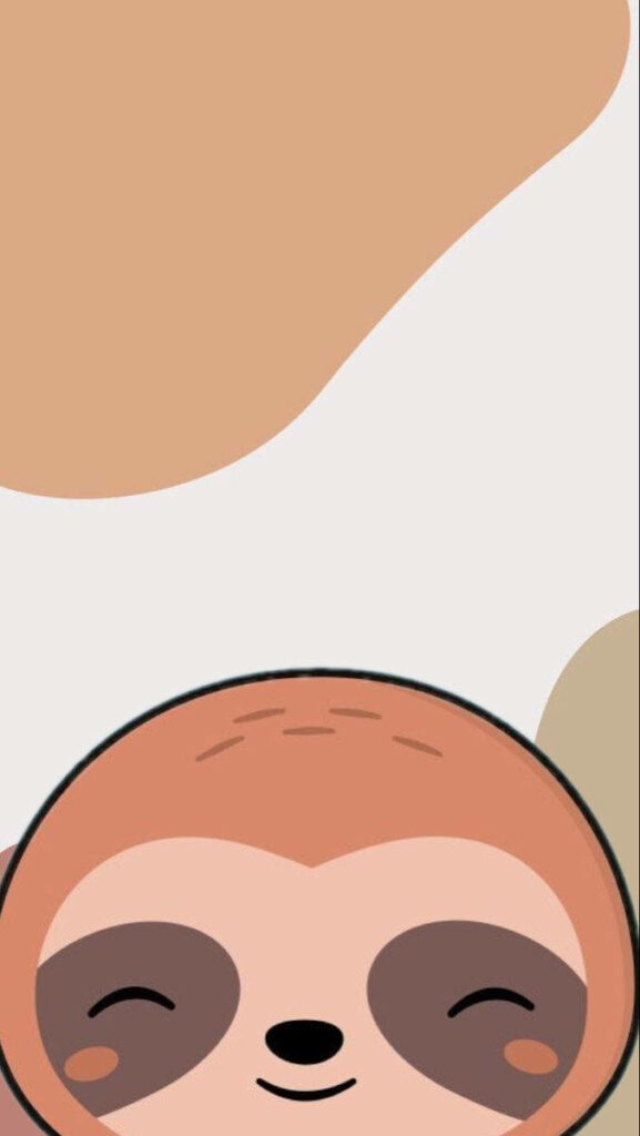 Adorable Cartoon Baby Sloth Wallpaper in Calming Earthy Tones