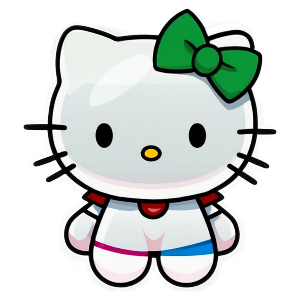Cheerful Cartoon Character Wallpaper with Green Bow & Gray Background