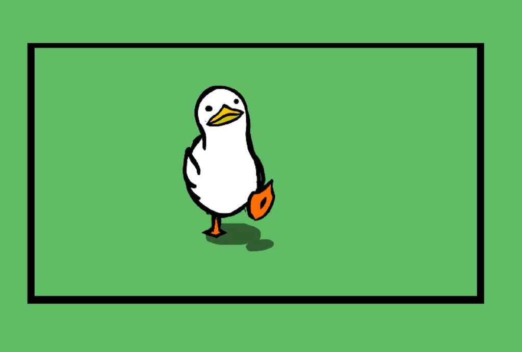 Adorable Cartoon Duckling on Minimalist Green Background Wallpaper