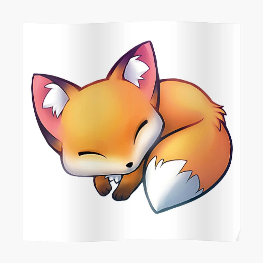 Adorable Cartoon Fox Wallpaper: Peaceful Design for Calm Spaces