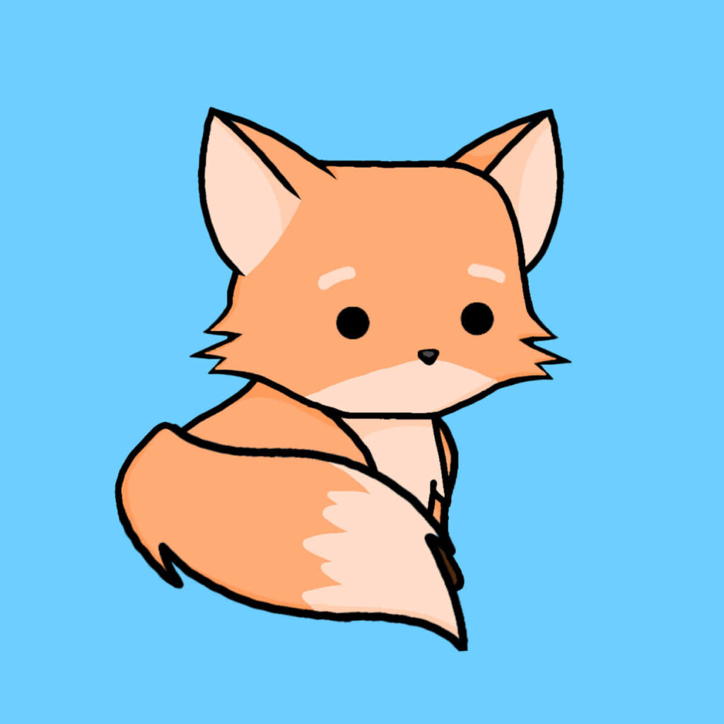 Charming Cartoon Fox Wallpaper on Light Blue Background