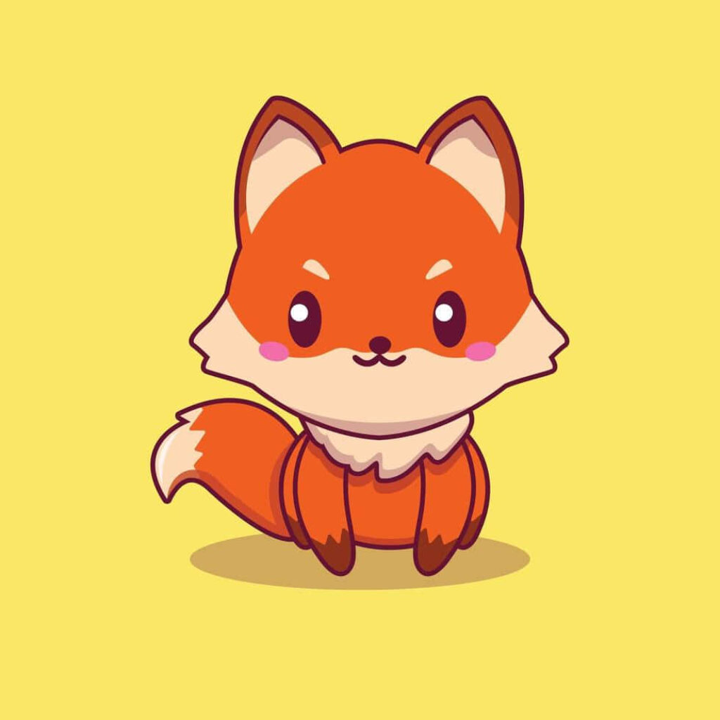 Adorable Cartoon Fox Wallpaper on Vibrant Yellow Background