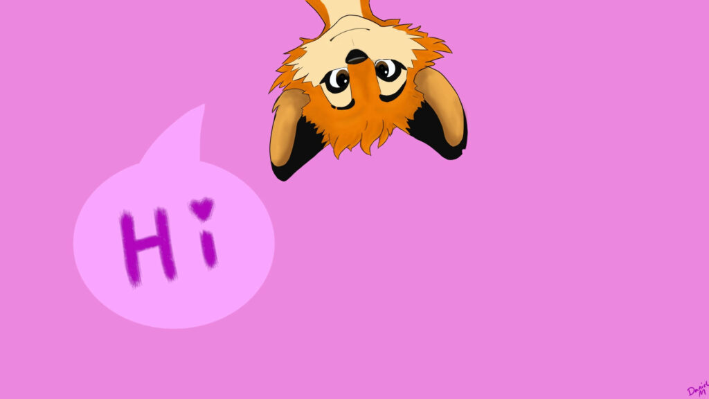 Adorable Cartoon Fox Wallpaper - Cheerful Pink Background & Hello!