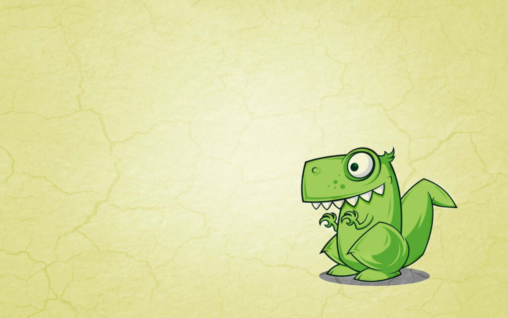 Charming Cartoon Green Dinosaur Wallpaper: Fun & Playful Design