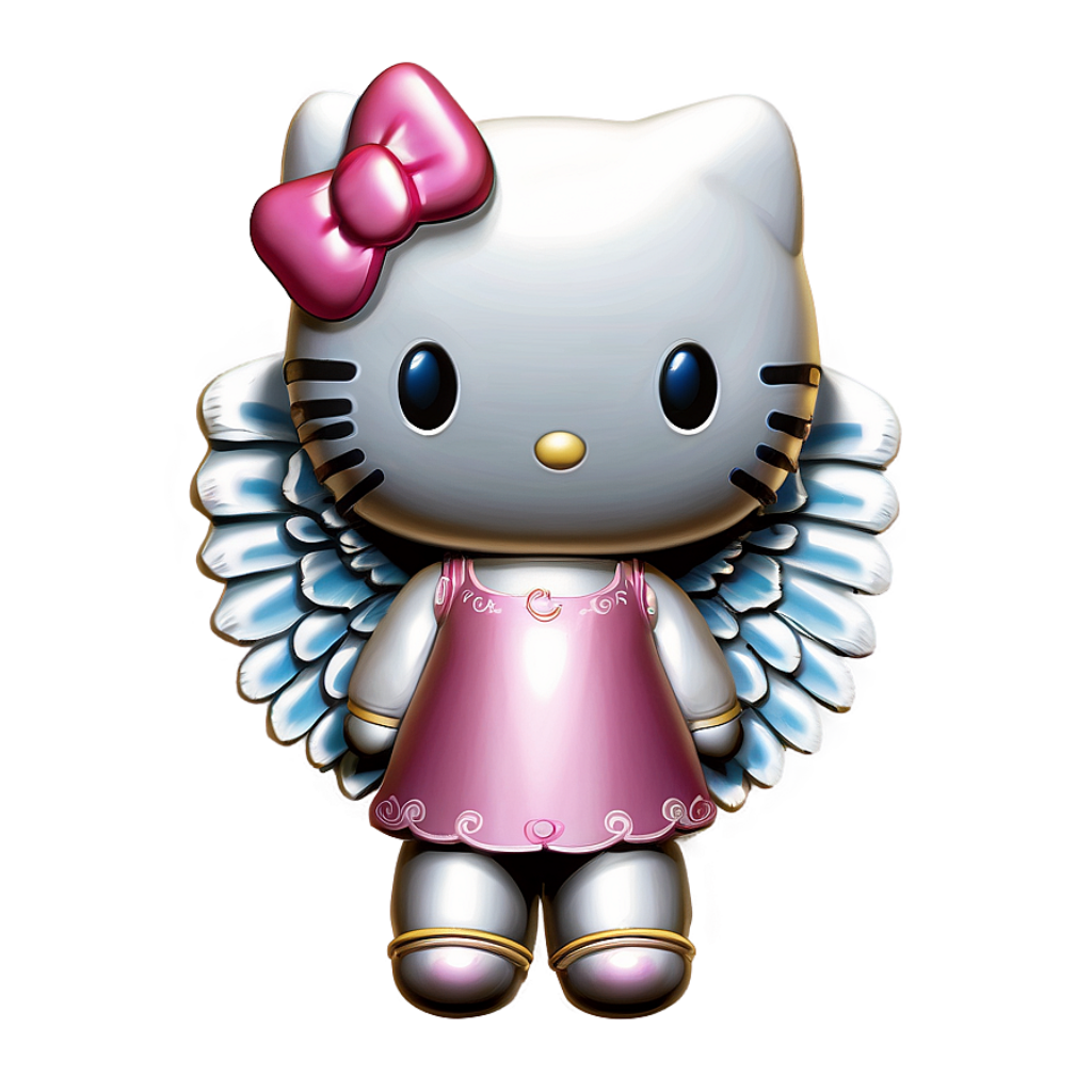 Adorable Cartoon Kitten with Angel Wings Wallpaper in Soft Colors