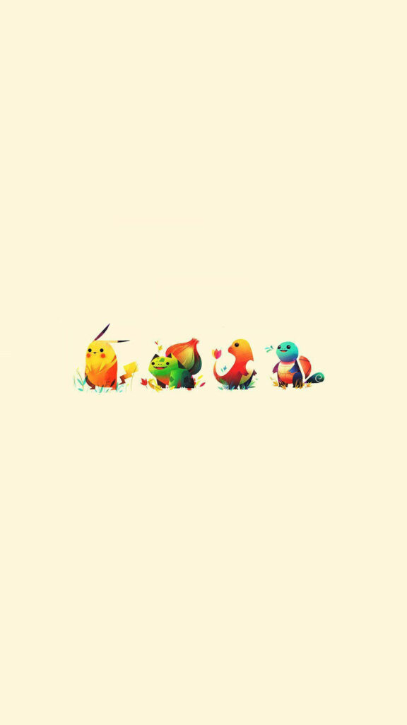 Adorable Cartoon Monsters on Pale Yellow: Minimalist Wallpaper Design