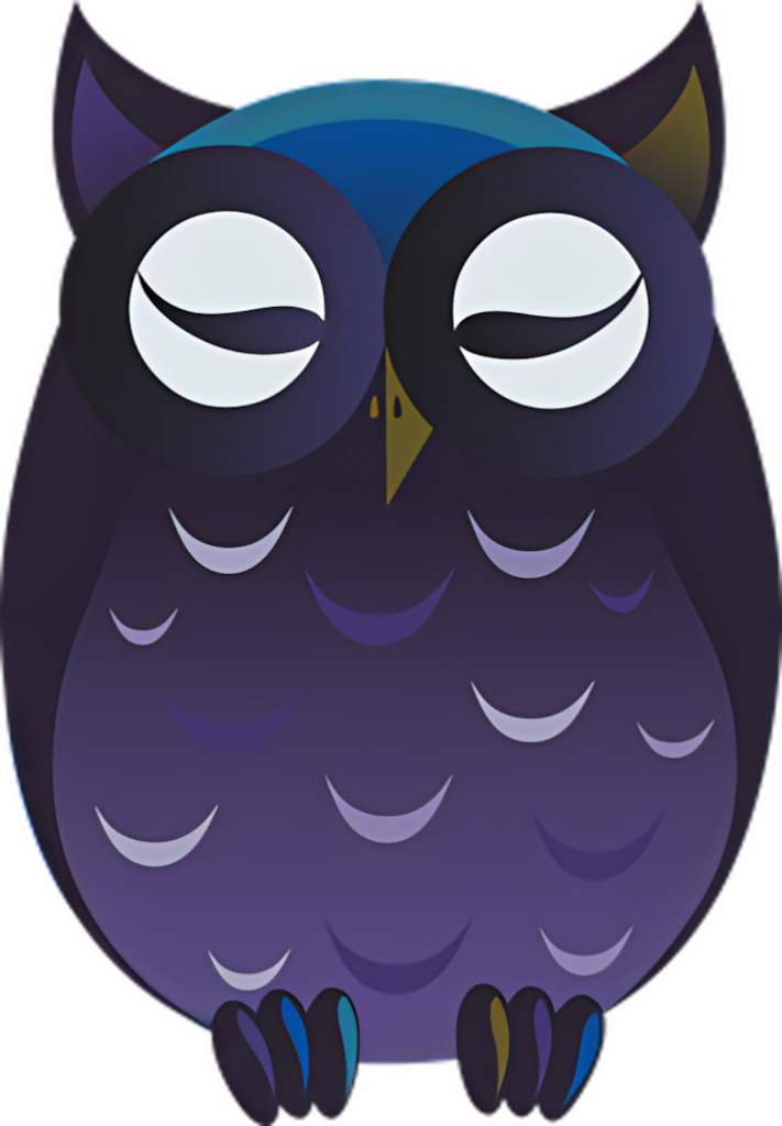 Whimsical Navy Blue & Purple Owl Wallpaper - Sleepy Cartoon Design