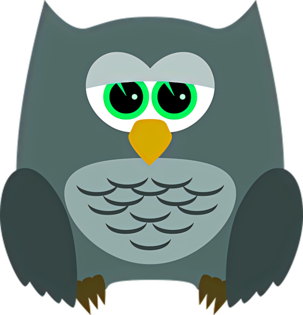 Adorable Vector Cartoon Owl Wallpaper with Green Eyes