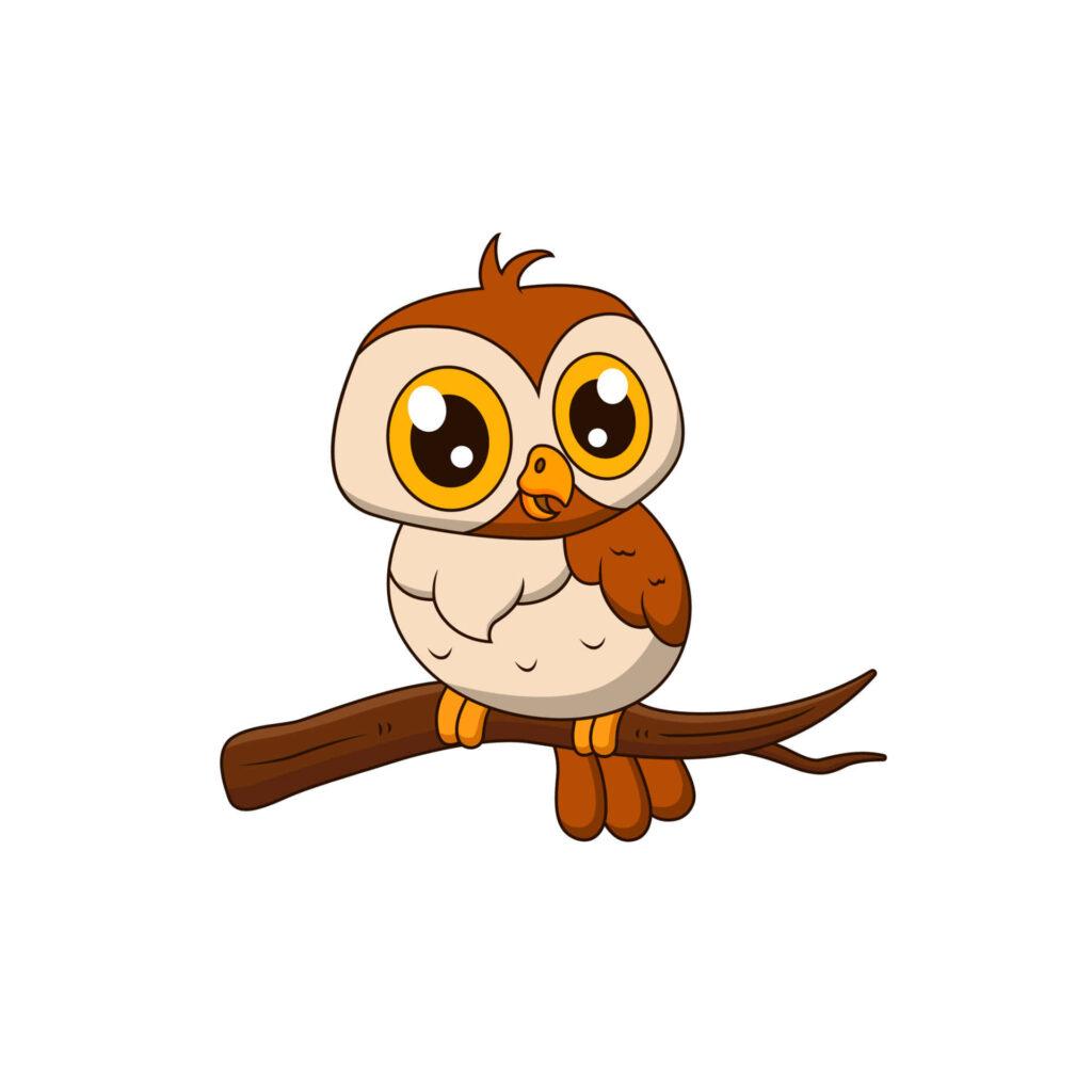 Charming Cartoon Owl Wallpaper: Adorable Nature-Themed Design
