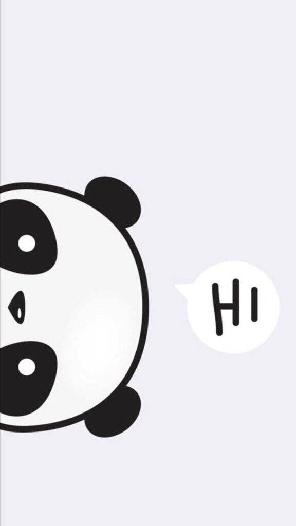 Adorable Cartoon Panda Wallpaper with 'Hi' Speech Bubble