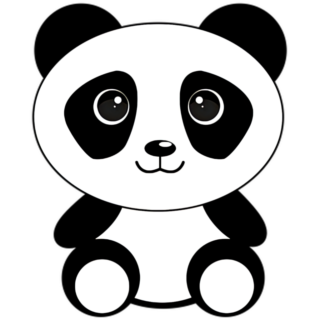 Adorable Cartoon Panda Wallpaper with Big Eyes on Black Background