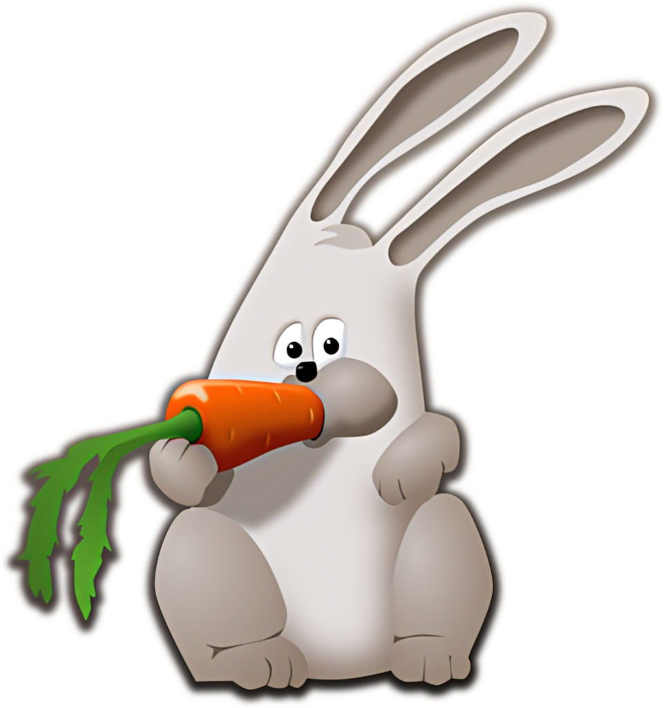 Adorable Cartoon Rabbit with Orange Carrot - Whimsical Background Wallpaper