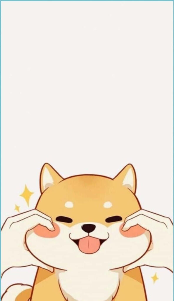 Adorable Cartoon Shiba Inu with Playful Expression - Cute Wallpaper