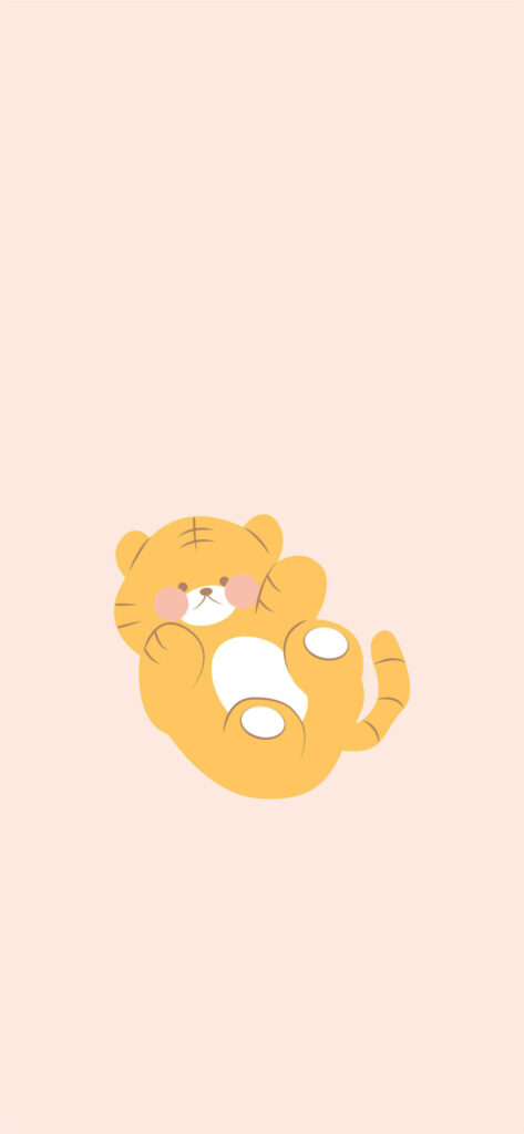 Adorable Cartoon Tiger Sticker Aesthetic Phone Wallpaper in Pastels