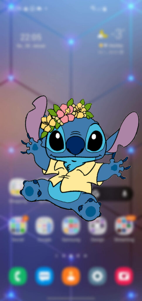Adorable Cartoon Character iPhone Wallpaper with Floral Crown