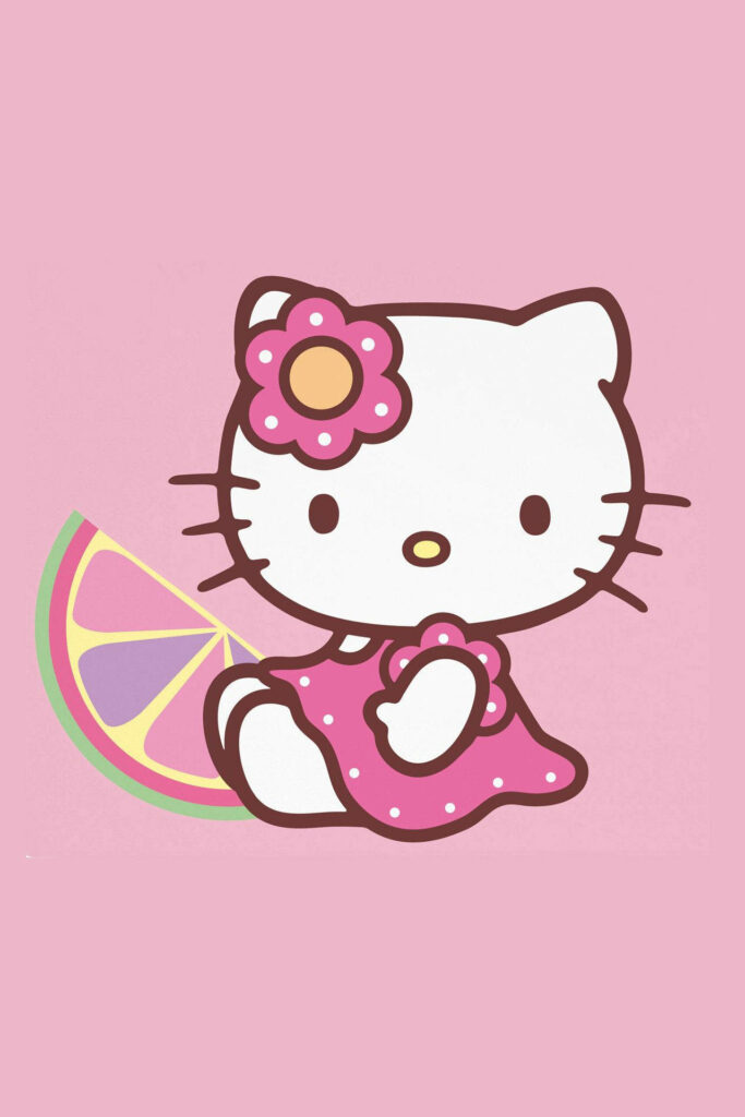 Adorable Character in Pink Dress with Fruit Slice - Cute Wallpaper