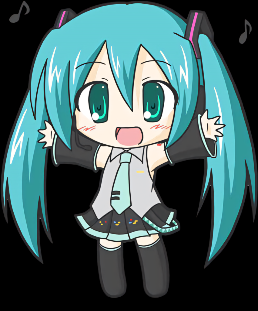 Adorable Chibi Hatsune Miku Wallpaper with Musical Notes