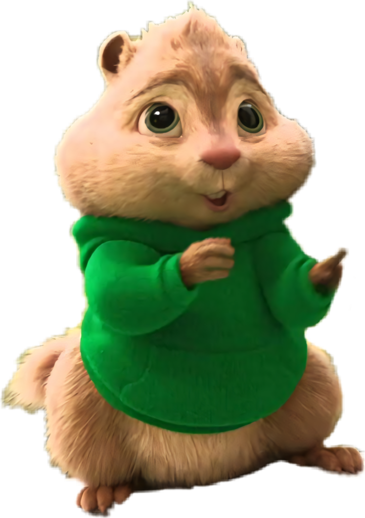 Animated Chipmunk in Cozy Green Sweater - Charming Desktop Background Wallpaper