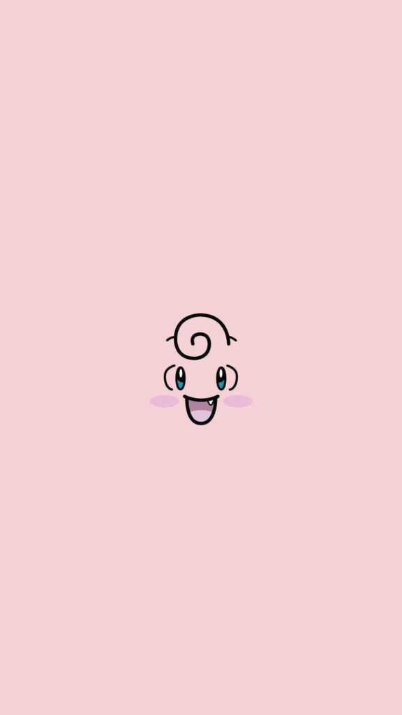 Minimalist Clefairy Face Wallpaper on Soft Pink Background